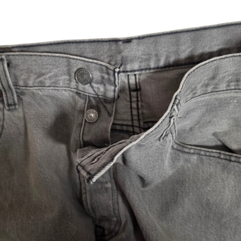 Levis 501 Button Fly Jeans Mens 35x30 Gray Stretch Denim Straight Leg Pants Y2K - Picture 9 of 14